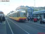 Der neuste Zweisystemwagen der Albtal-Verkehrsgesellschaft trgt die Nummer 922. Dieses Bild entstand am 27. Oktober 2005 am Ettlinger Tor, als gerade die Linie S41 von Freundenstadt in Richtung Karlsruhe Marktplatz fhrt.