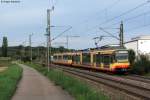 Wagen 812  Europabad Karlsruhe  und Wagen 893  KVV Quattro  als S5 nach Bietigheim-Bissingen bei Illingen (Wrtt.).