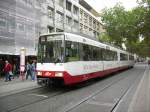 AVG Tw 836 ist am 08.09.2011 an der Kalsruher Haltestelle Marktplatz (Kaiserstrae), als S5 auf dem Weg ins rheinland-pfllzische Wrth.