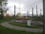 Abendstimmung am 14.08.2011 am Karlsruher Albtalbahnhof.