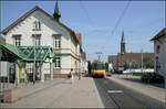  S-Bahnstation  vor dem Rathaus -    Die Haltestelle  Linkenheim Rathaus  an der S1/11.