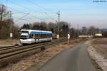 Wagen 1018 der Saarbahn als S9 nach Mhlacker bei Helmsheim.