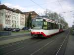 AVG-Tw 847 ist am 12.03.2012 an der Haltestelle Karlsruhe Yorckstrae als S5 auf dem Weg nach Karlsruhe Knielingen.