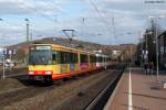 TW 805  Lago Bowling  und 836  KVV Abo online  verlassen am 08.03.2012 den Bahnhof Remchingen (Wilferdingen-Singen) Richtung Karlsruhe.