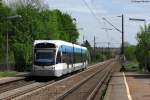 TW 1028 der Saarbahn fhrt als S9 nach Bruchsal in tisheim ein. Aufgenommen am 01.05.2012.