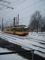 AVG Stadtbahn in Karlsruhe Abstellanlage Albtalbahnhof am 10.01.10