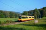 Aufgrund von Bauarbeiten zwischen Rüppurr und Busenbach und fehlender Wendemöglichkeiten kamen zwischen 03. und 05.10.2014 die alten Zweisystemer der ersten Generation im Albtal zum Einsatz. Tw 834 konnte so als S 30012 (RBUS - RHLB) zwischen Fischweier und Marxzell am schönen Tag der deutschen Einheit auf den Chip wandern.