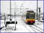 AVG-Triebwagen 855 + 821 erreichen als S 85623 Wrth (Rhein) Badepark - Bietigheim Bissingen den Bahnhof Mhlacker. 24.01.07