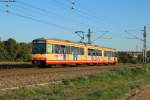 TW 813 als S9 nach Bruchsal bei Heidelsheim, 02.10.2015. Er ist einer der wenigen AVG-Fahrzeuge bei dem bis jetzt keine digitale Zugzielanzeige installiert wurde.