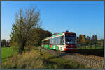 690 439 der Citybahn Chemnitz hat am 01.11.2024 den Bahnhof Burgstädt verlassen, um Richtung Chemnitz und Aue aufzubrechen.