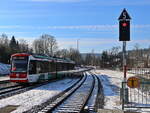 Triebwagen 433 der Citybahn Chemnitz auf der Erzgebirgsbahn bei Thalheim am 16.