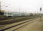 Ein Steuerwagen der Gattung DABbuzf760 im Leipziger S-Bahndienst. Hier als S1 nach Gaschwitz im Vorfeld des Leipziger Hbf. September 1998.