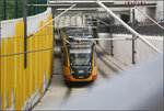 Eine Stadtbahn im Trog -    Blick in das Trogbauwerk im Norden von Heilbronn.