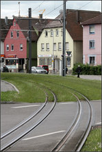 Vierschienig -    Im Bereich der Haltestelle Industrieplatz wird ist das Stadtauswärtsgleis vierschienig angelegt.