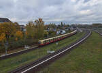 Am 08.11.2023 war ein unbekannt gebliebener Dreiviertelzug der BR 481 auf der S25 auf dem Weg von Hennigsdorf nach Teltow Stadt.