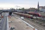 BERLIN, 29.04.2013, Blick auf den S-Bahnhof Warschauer Straße, der z.Z. ebenfalls komplett umgebaut wird