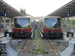 481 171 und 481 448,am 29.Mai 2021,am S-bahnsteig in Ahrensfelde.