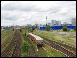 Blick Von Der Warschauerbrcke In Berlin Im Vordergrund S-Bahn Berlin Im Hintergrund Der Bahnhof Berlin-Ostbahnhof Und Fernsehturm 02.06.07