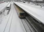 Hier eine S7 nach Potsdam Hbf., bei der Einfahrt am 10.1.2010 in Berlin Warschauerstrae.