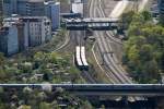 S-Bahn Berlin: 2 Ringbahnen auf dem Weg vom und zum Bahnhof Halensee  zum Bahnhof Westkreuz.