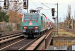 146 010-4, mit Werbung für das Sächsische Staatsweingut GmbH Schloss Wackerbarth, der S-Bahn Dresden (DB Regio Südost) als S 31739 (S1) von Meißen Triebischtal nach Bad Schandau