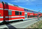 S-Bahn Dresden auf Abwegen IV:  Blick auf einen gemischtklassigen Doppelstockwagen der Gattung  DABpza 785.3  (50 80 36-81 122-4 D-DB) der S-Bahn Dresden (DB Regio Südost), der in S 37743 (S7)