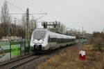 DB S-Bahn Mitteldeutschland 1442 713 als S 37333 (S3) von Halle-Nietleben nach Wurzen, am 02.01.2024 in Halle-Silberhöhe.