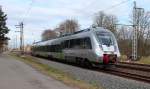 1442 604 fährt am 15.03.2014 mit ihrer S5 nach Zwickau (Sachs) Hbf aus den Bahnhof Gößnitz heraus.