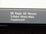 DB Regio AG Hessen S-Bahn Rhein Main Frankfurt am Main Aufschrift an einen ET 430 am 24.05.14 in Frankfurt 