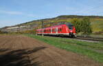 DB S-Bahn Rhein-Ruhr 1440 306-7 als Tfzf Richtung Würzburg, am 17.10.2022 in Thüngersheim.