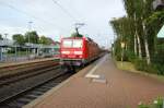 8.8.2008 Bf Bttgen ein S-Bahnzug der Linie S8 wird von der Lok 143 579-1 geschoben. Der Zug ist von Mnchengladbach unterwegs nach Hagen.