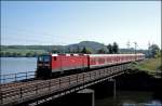 143 617 (9180 6 143 617-9 D-DB) berquert mit einem Zug der Linie S5 nach Dortmund Hbf den Harkortsee bei Wetter(Ruhr). (12.05.2008)