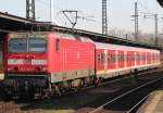 143 855-5 mit S2 in Wanne-Eickel HBf. Die Schmierereien an den Fahrzeugen ist einfach das Letzte. 28.03.2007