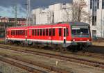 628 314-6 als S3 von Rostock Hbf nach Rostock-Seehafen/Nord bei der Ausfahrt im Rostocker Hbf.04.01.2012 