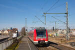 Noch sind sie rot: 430 067 als S1 Herrenberg-Kirchheim erreicht am 13.02.2022 Stuttgart-Untertürkheim.