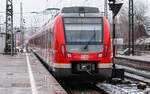 S5 nach Bietigheim mit 430 075 bei der Ausfahrt aus dem Bahnhof Ludwigsburg.