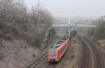 Am 23.01.2020 verlässt ein von 430 550 angeführter Vollzug als S2 Schorndorf-Vaihingen den Haltepunkt Österfeld. 