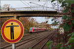 Rampe ins Neckartal -    Ein S-Bahnzug der Baureihe 430 auf der viergleisigen Strecke von Fellbach hinab nach Bad Cannstatt im Neckartal bei der Station 'Sommerrain.'    17.11.2020 (M)