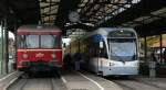 VT 452 der AVG und TW 1028 der Saarbahn als Sonderzuge in Ettlingen Stadt 29.10.11.