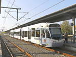 Saarbahn Triebwagen 1015 auf der Linie S1 Brebach - Lebach bei der Einfahrt in Lebach Saar am 19.