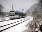 Saarbahn S1 Richtung Riegelsberg-Sd in Hhe Kleinblittersdorf-Sd