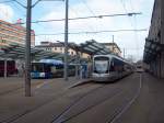 Saarbahn am Hauptbahnhof Saarbrcken in Richtung Sarreguemines.