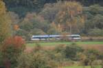 Unbekannter Stadtbahnwagen der Saarbrcker Verkehrsgesellschaft Saarbahn&Bus auf der Linie 1 Richtung Kleinblittersdorf zwischen den Haltestellen  Bbingen  und  Kleinblittersdorf Bahnhof  auf dem