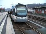 Dieses Foto zeigt einen Wagen der Saarbahn in Saarbrcken-Brebach.