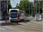 Kurvenreich fhrt die Strecke der Saarbahn durch die Groherzog-Friedrich-Strae in der Saarbrcker Innenstadt.