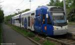 Saarbahn an der Haltestelle Siedlerheim auf dem Rastpfuhl.