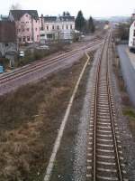 Bf Lebach mit Abzweig nach Illingen Bildmitte und zur Saarbahnstrecke nach Heusweiler links.