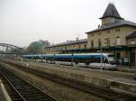 Saarbahn Triebwagen-Doppeltraktion im Bahnhof Sarreguemines (Saargemnd).