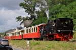 99 6101 der HSB als Gastfahrzeug bei der Brohlatalbahn bei der Einfahrt in Weiler (25.08.2012)  