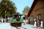 Dampflok der Chiemseebahn vor dem früheren Bahnhof Prien-Stock (20.08.1983)  